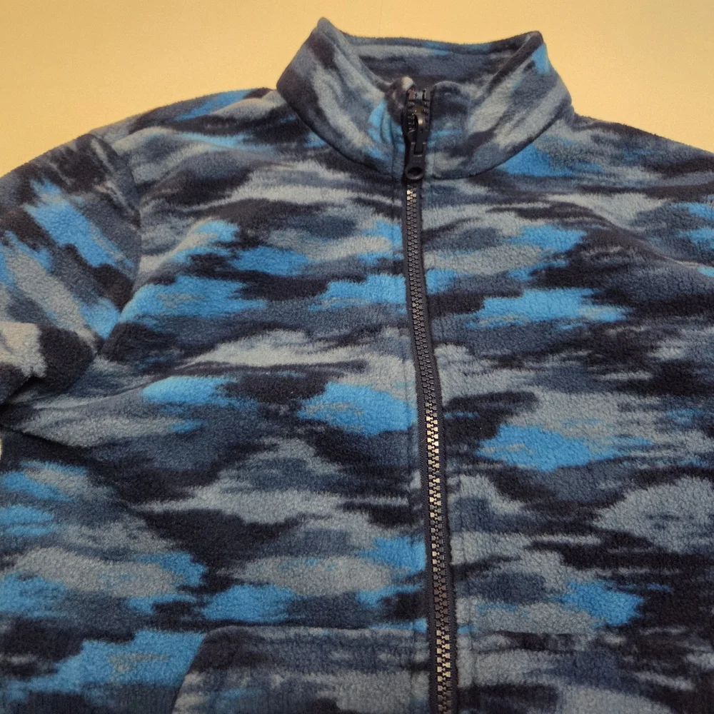 Eddie Bauer Kids Blue Patterned Fleece Jacket EUC Size M 10/12